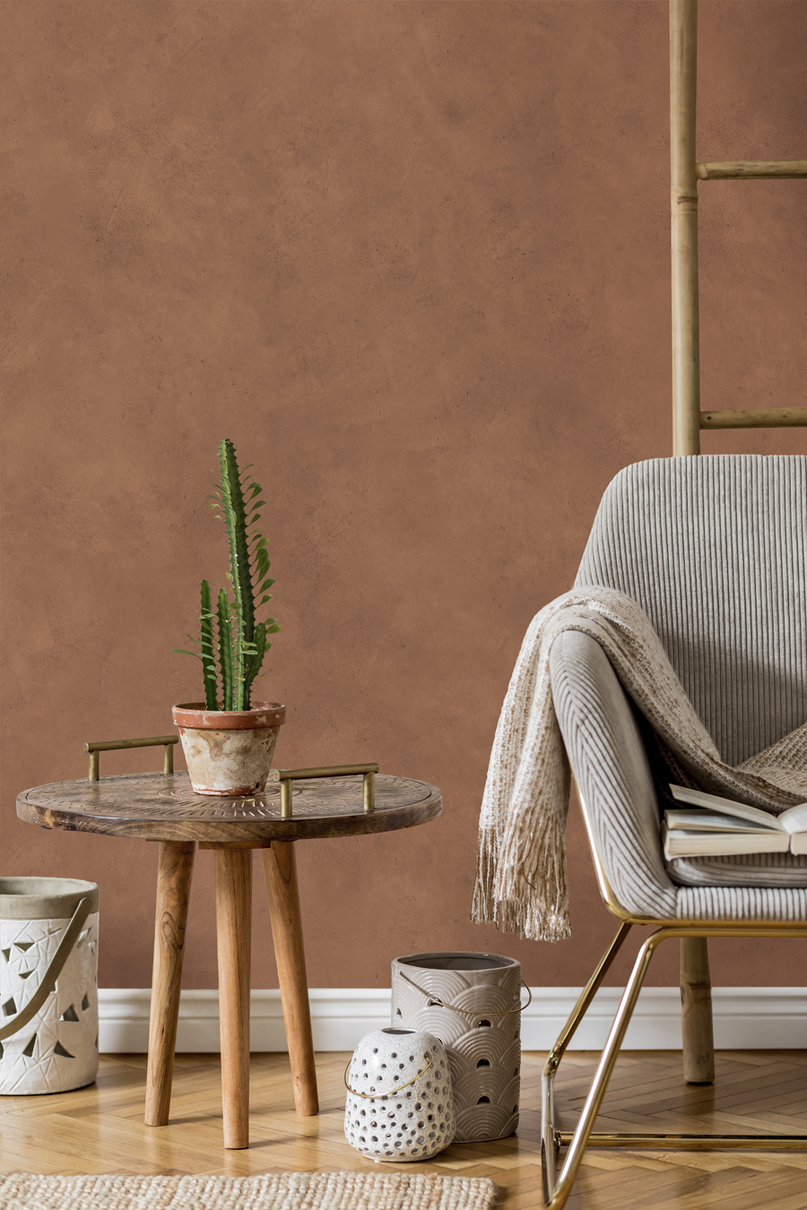 Lime Wash Terracotta Tapete