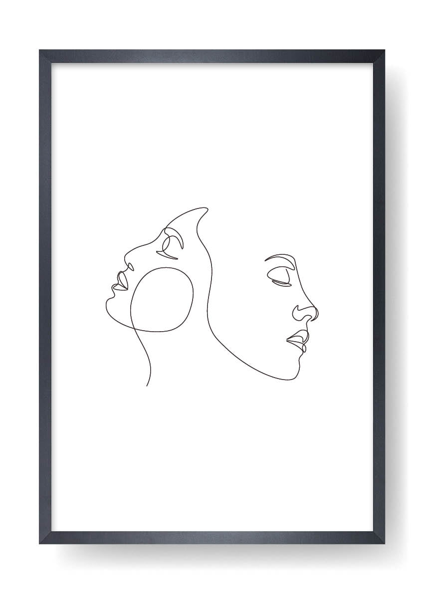 Póster Two Faces Abstract Line Art