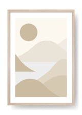 Minimal Braun Meer Berge Kunst Poster