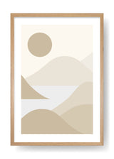 Minimal Braun Meer Berge Kunst Poster