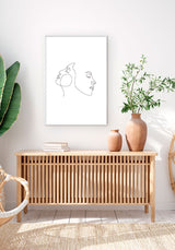 Póster Two Faces Abstract Line Art