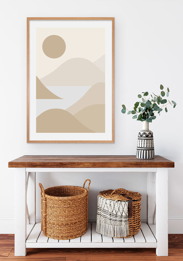 Póster Minimal Brown Sea Mountains Art