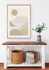 Minimal Braun Meer Berge Kunst Poster