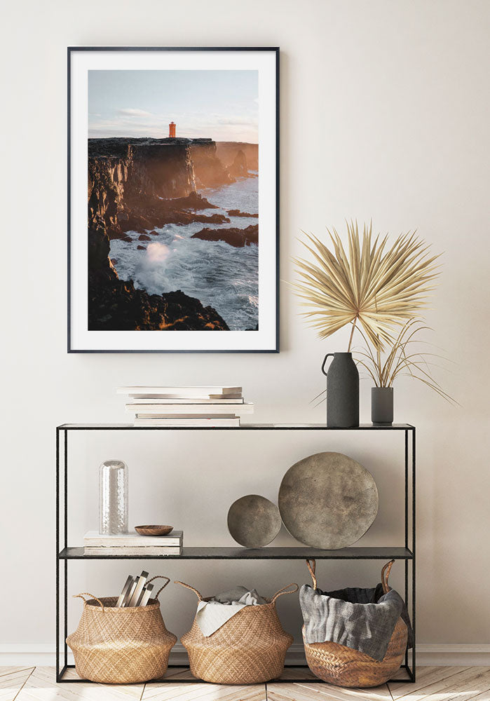 Red Lighthouse On The Cliff