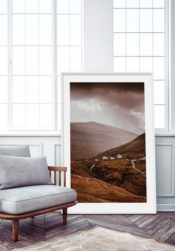 Road Crossing Iceland Mountains