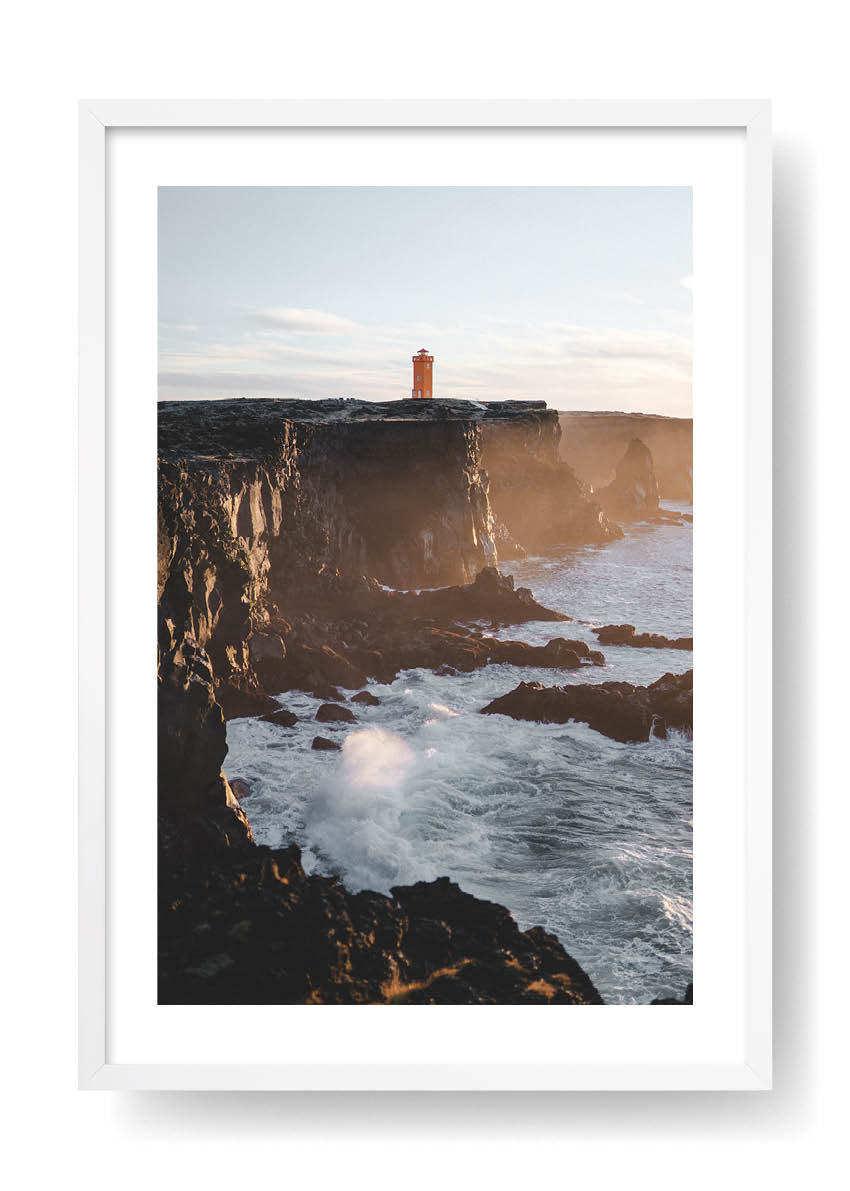 Red Lighthouse On The Cliff