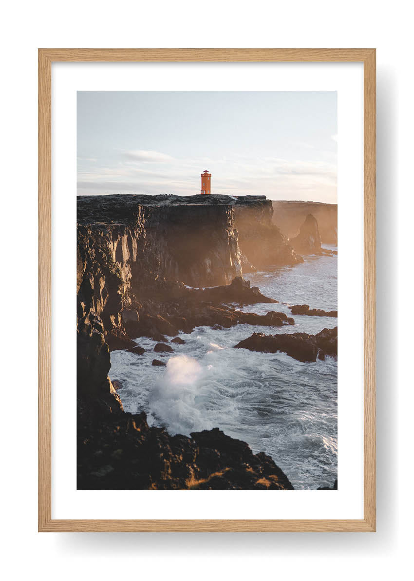 Red Lighthouse On The Cliff