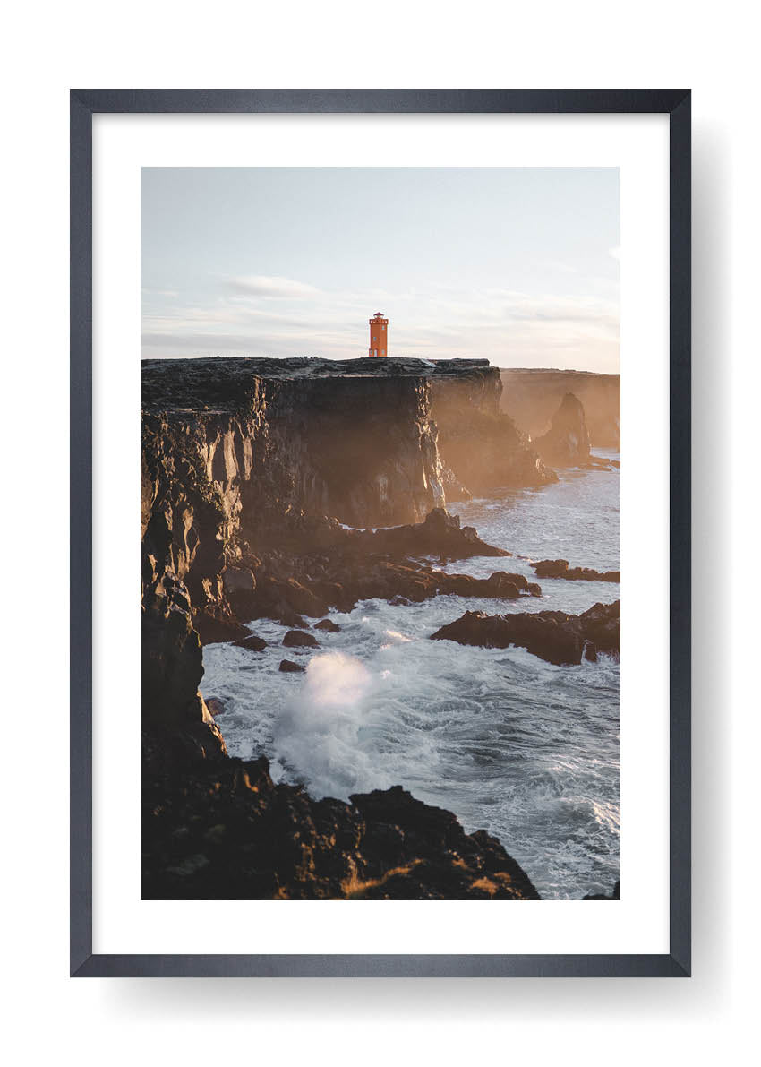 Red Lighthouse On The Cliff