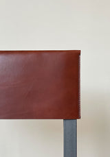 Stuhl aus Eichenholz, Eisen und Leder