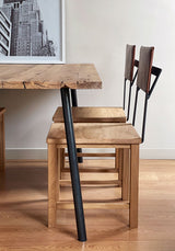 Stuhl aus Eichenholz, Eisen und Leder