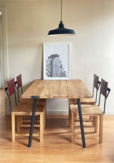 Stuhl aus Eichenholz, Eisen und Leder