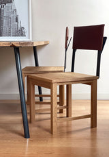 Stuhl aus Eichenholz, Eisen und Leder