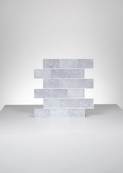 Subway Tiles (Marmol Gris) - 10 Baldosas Adhesivas 3D