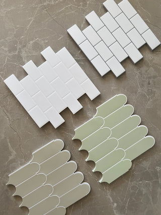 Subway Tiles (White and gray) - 10 3D Adhesive Tiles