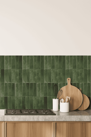 Vertical Tiles (Verde Oscuro) - 10 Baldosas Adhesivas 3D