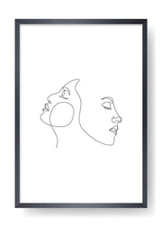 Two Faces Abstract Line Art Poster