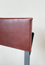 Chair in natural oak, iron and leather