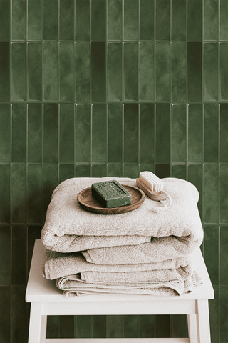 Vertical Tiles (Verde Oscuro) - 10 Baldosas Adhesivas 3D