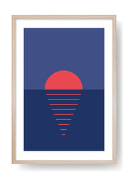 Arte minimalista del tramonto blu navy