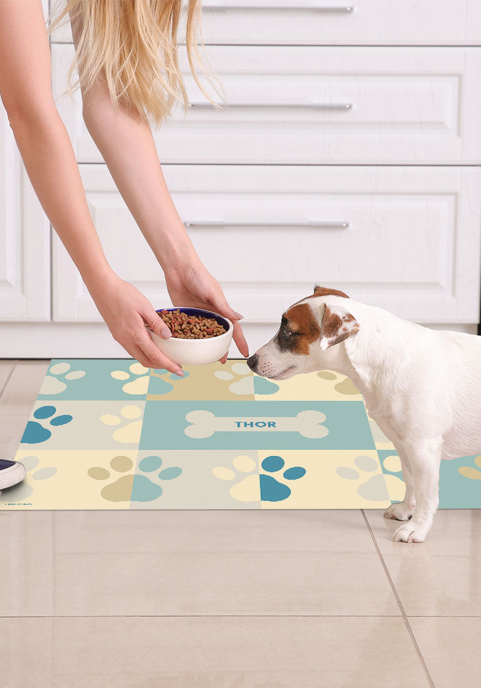 Paws Blue - Alfombrilla para perros personalizada
