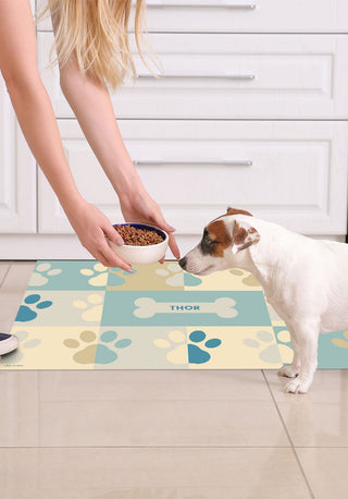 Paws Blue - Personalized Dog Mat 