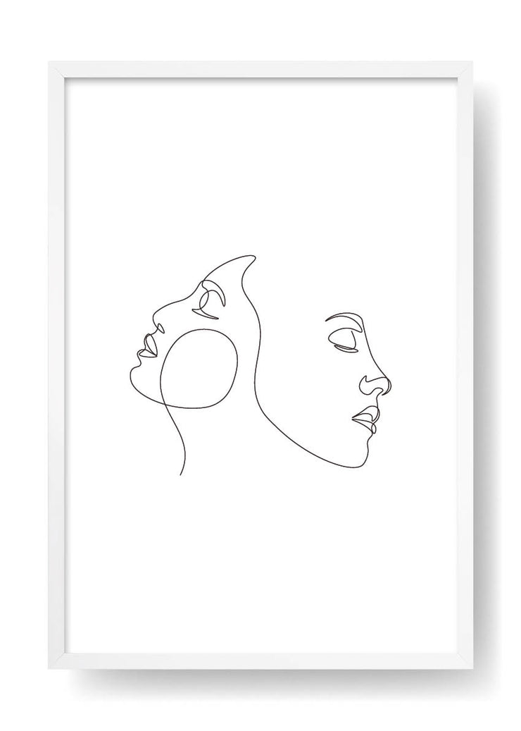 Póster Two Faces Abstract Line Art
