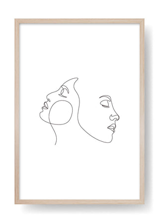 Póster Two Faces Abstract Line Art