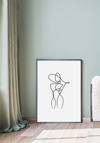Poster di arte della linea astratta del corpo