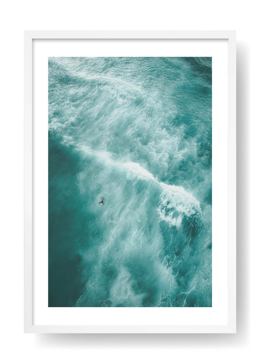 Green Sea Paddling Surfer