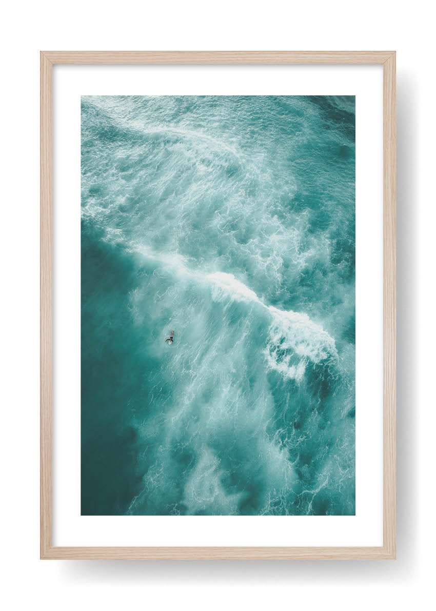 Green Sea Paddling Surfer
