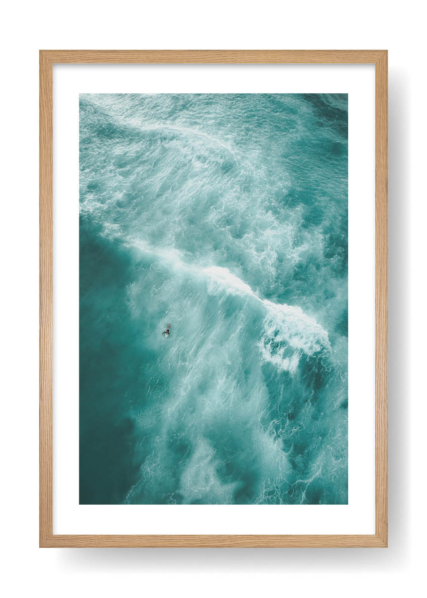 Green Sea Paddling Surfer