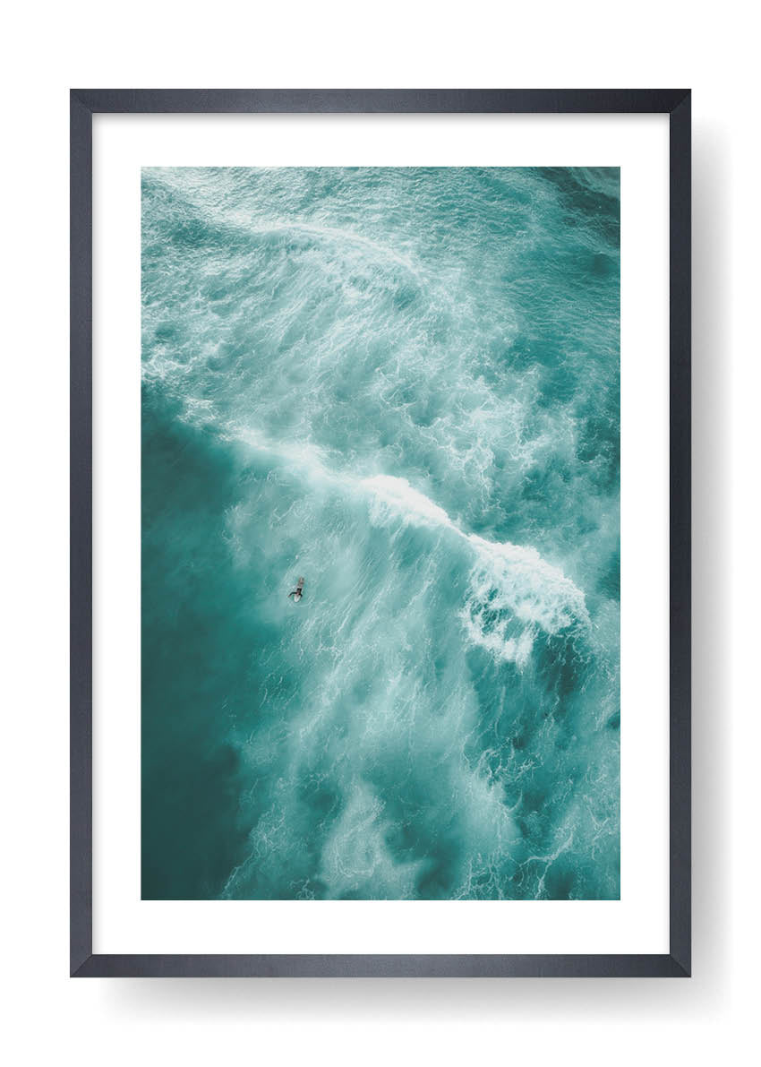 Green Sea Paddling Surfer